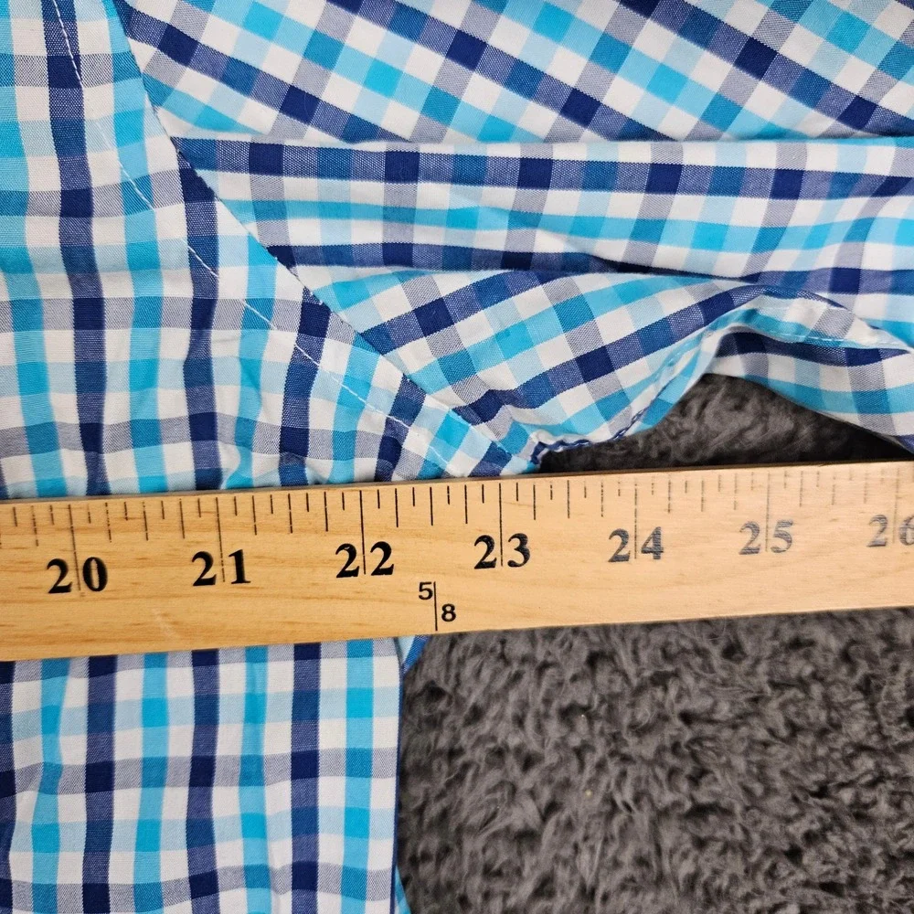 Banana Republic Non Iron Tailored Slim Fit Button Down Shirt XL Blue Plaid‎